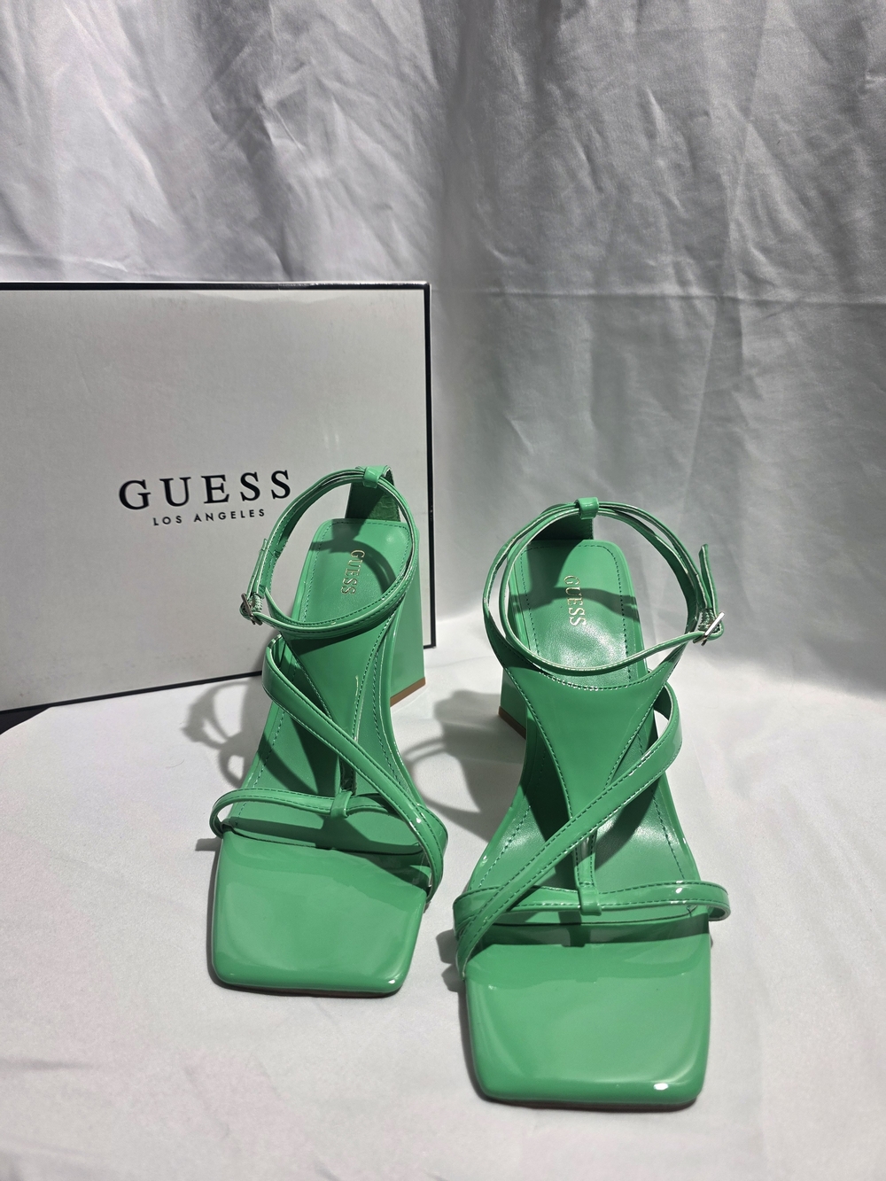 GUESS Light Green Strappy Block Heel Sandals - KANAI-Light
